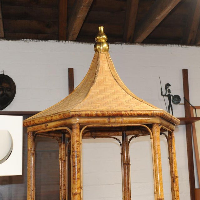 Brown Vintage Pagoda Etagere in Rattan Bamboo, 1970s For Sale - Image 8 of 11