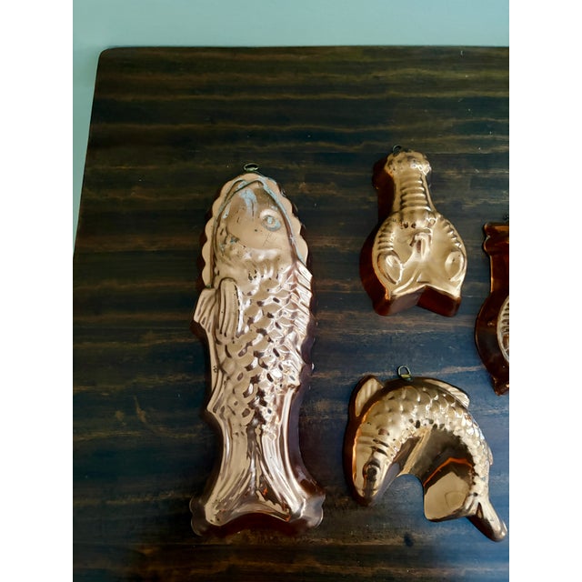 Collection of Four Coastal Copper Fish and Lobster Molds For Sale - Image 4 of 6