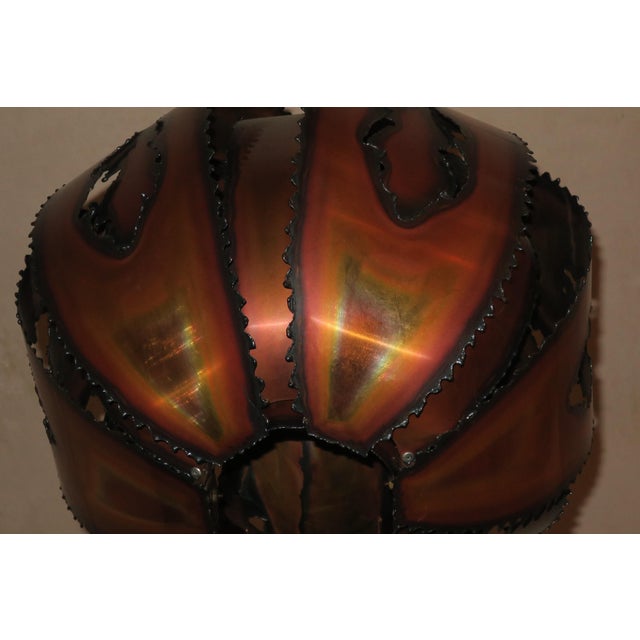 Brutalist Torch Cut Copper Pendant Light, 1970s For Sale - Image 10 of 14