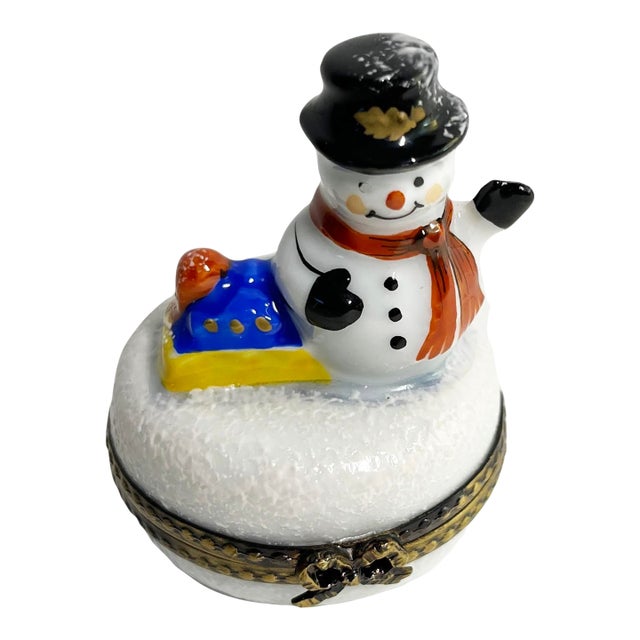 Vintage Limoges Snowman Trinket Box For Sale