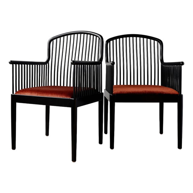 Vintage Stendig "Andover" Pair of Arm Chairs in Copper Rust Velvet For Sale