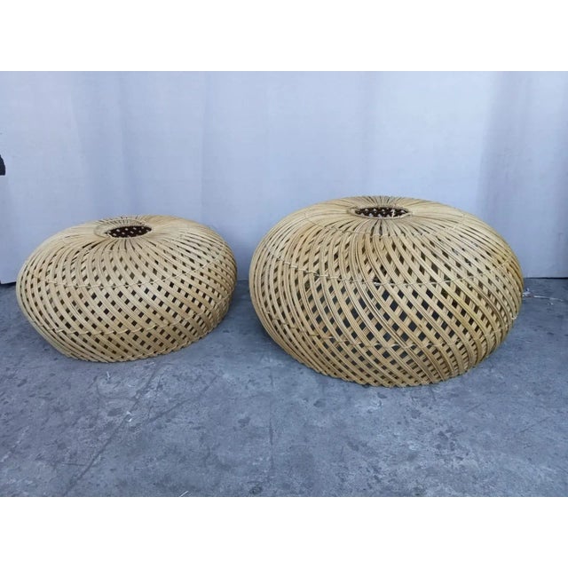 Wood Rattan Dome Swirl Pendant Light Medium For Sale - Image 7 of 9