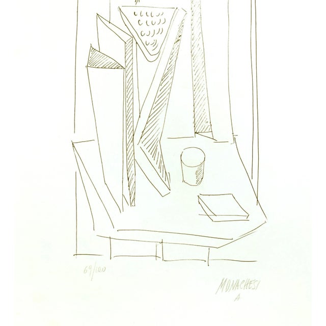 Abstract Composition is an original black and white serigraph realized by Sante Monachesi during the XX century. Hand-...