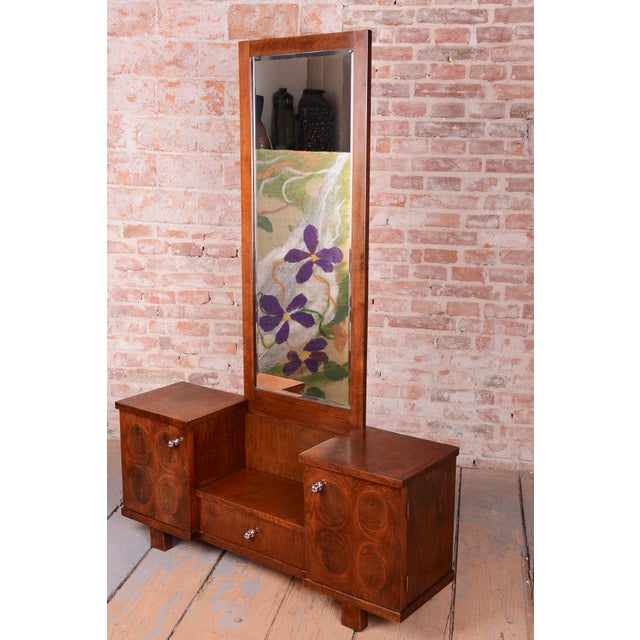 Art Deco Walnut Dressing Table with Mirror, Czech, 1930s For Sale - Image 6 of 13