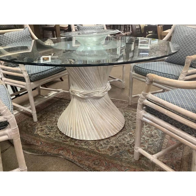 Gorgeous Henry Link Costal Target Back Rattan 7 Piece Dining Set For Sale - Image 11 of 13