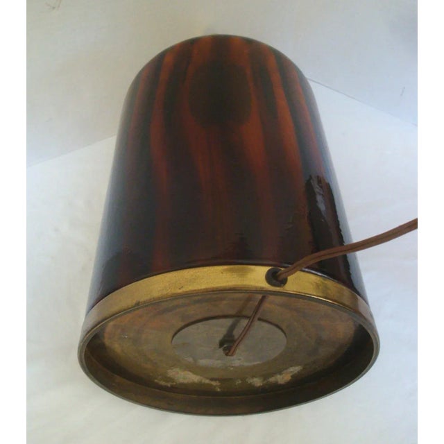 Metal 1970s Italian Tortoiseshell Glass and Brass Table Lamp For Sale - Image 7 of 8