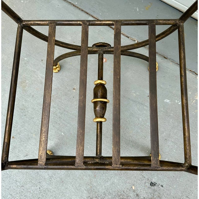 Bronze Maison Jansen Style Partial Gilt Wrought Iron Curule Bench. For Sale - Image 8 of 10