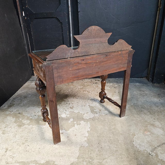 Gothic Late 19th Century English Oak Heavily Carved Console Table With Drawer For Sale - Image 3 of 13