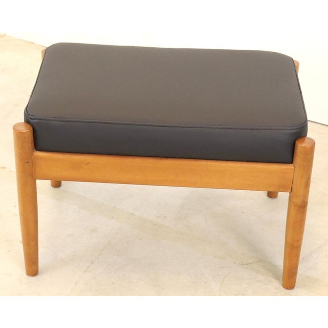 Mid-Century Danish Footstool in Leather and Wood For Sale - Image 4 of 9