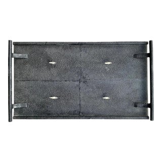 Vintage Boho R & Y Augousti Black Shagreen Tray For Sale