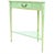 French provincial custom green grange triangular table, corner console, France. French corner table painted green with...
