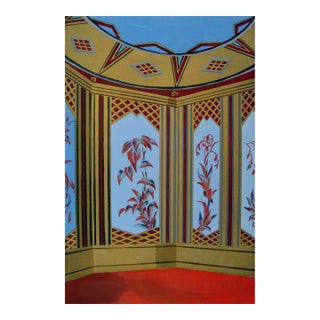 1929 Art Deco Blue and Gold Interior Pochoir For Sale