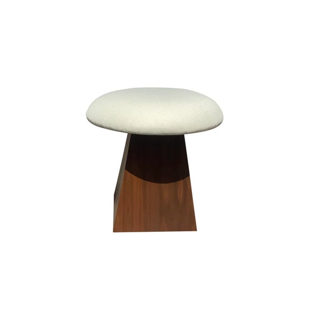 Mid-Century Modern Modern Mid Century Style Stools With Upholstered Seat - A Pair For Sale - Image 3 of 4