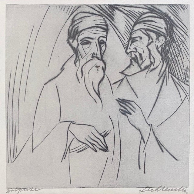 Isaac Lichtenstein 1, Bezalel School Jerusalem Israeli Judaica Etching For Sale