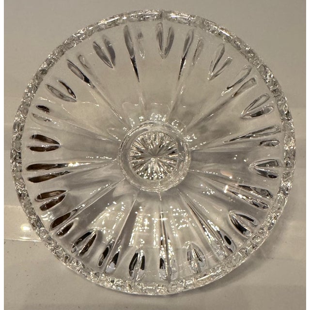 Transparent Vintage Pressed Glass Biscuit Jar With Lid – Cut Crystal Style Candy Jar (In the Style of Traditional Cut Crystal Patterns) For Sale - Image 8 of 12