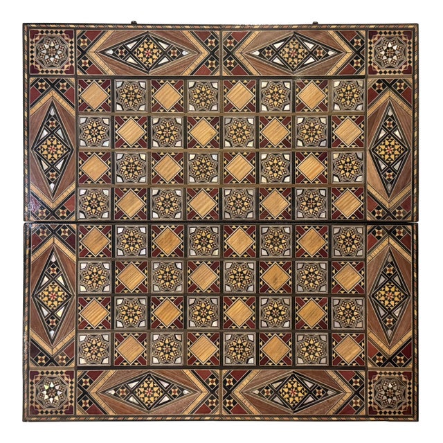 Art Deco 1990s Marquetry Wood Inlaid Backgammon & Chess Board For Sale - Image 3 of 5