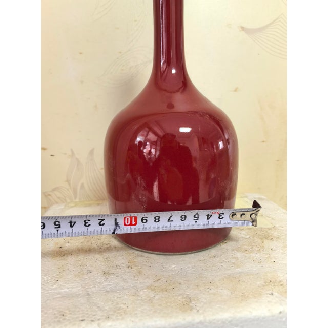 Ceramic Chinese Vintage Ceramic Vase,Qing Dynasty Qianlong Marked Red Glaze Porcelain Vase For Sale - Image 7 of 8