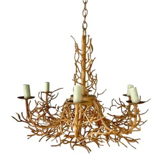 Large Iron Faux Coral Chandelier For Sale