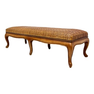 20th Century Cabriolet Legs Bench With Seagrass For Sale