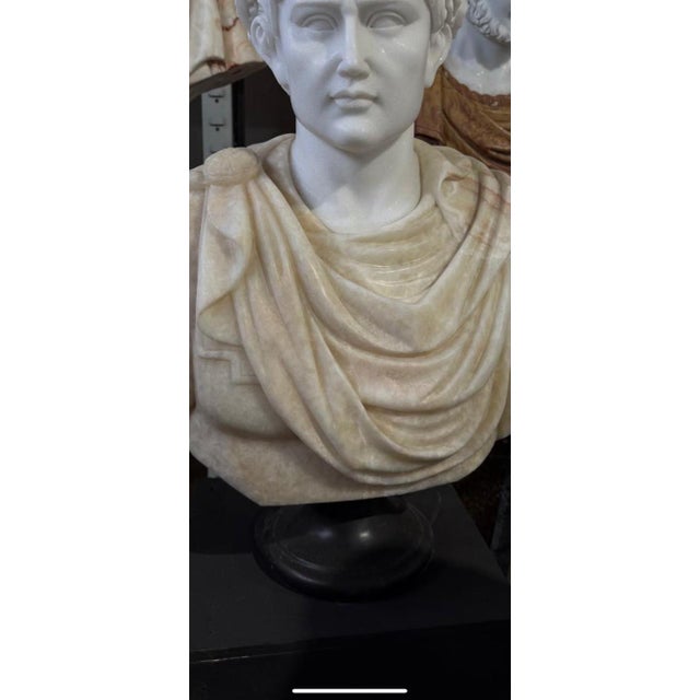 Bicolor White and Beige Bust, 20th Century, Marble For Sale - Image 6 of 7