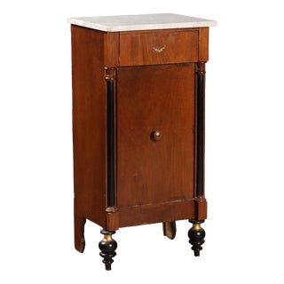 Antique Mahogany Bedside Table with Marble Top, Italy, 19th Century For Sale