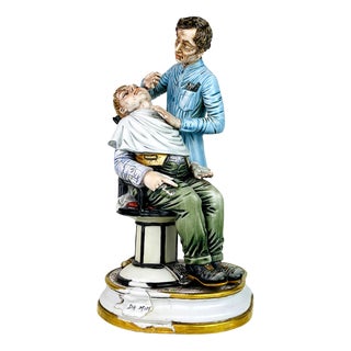 Vintage Ceramic Sculpture of Barber from Capodimonte, Italy, 1950s For Sale
