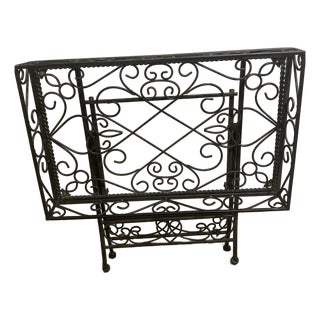 Late 20th Century London House Glass and Iron Folding Side Table, Including Glass Table Top. For Sale