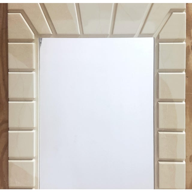 1970s Architectural Goatskin Lacquer Mirror, Style of Karl Springer For Sale - Image 9 of 10