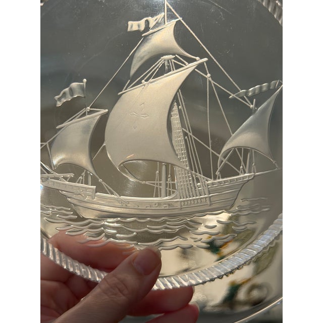 Transparent Vintage Lalique France Crystal Sailing Ship Plates, Set of 3 For Sale - Image 8 of 10