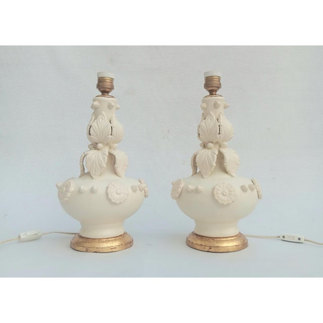 1950s Spanish Ceramic Leaves Lamps from Manises, 1950s, Set of 2 For Sale - Image 5 of 5