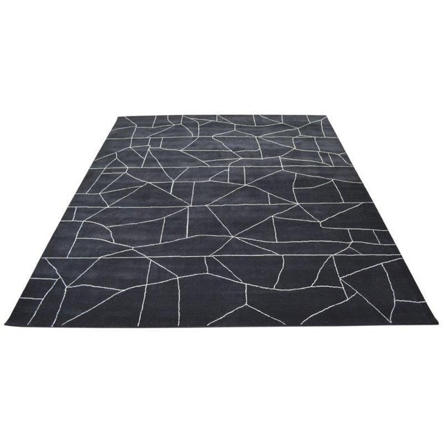 Moroccan Azilal Black/White Hand Knotted Wool Rug, 8'2 X 10' For Sale In New York - Image 6 of 6