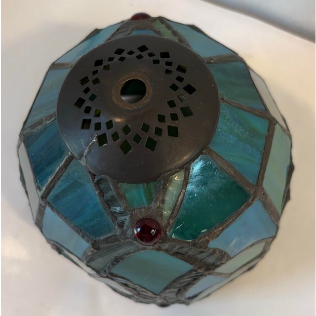 Vintage Petite Stained Glass Lamp Shade For Sale In Dallas - Image 6 of 7