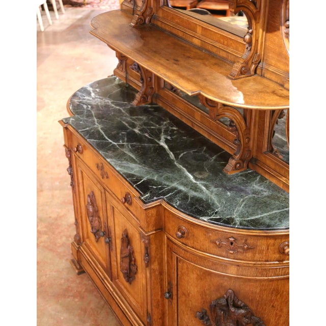 French 19th Century French Saint Hubert Carved Oak Hunt Buffet With Marble Top For Sale - Image 3 of 16
