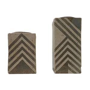 Danish Geometric Stoneware Vases by Sten Børsting, 1990s, Set of 2