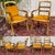 Pair of 1960s cherry wood armchairs with scrolled backs - W=53cm D=63cm H=93cm HA=48cm