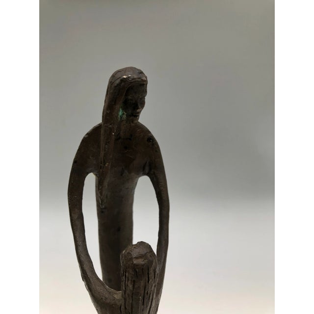 Mother and Child Bronze Figurine with Marble Base, 1990s For Sale - Image 3 of 5