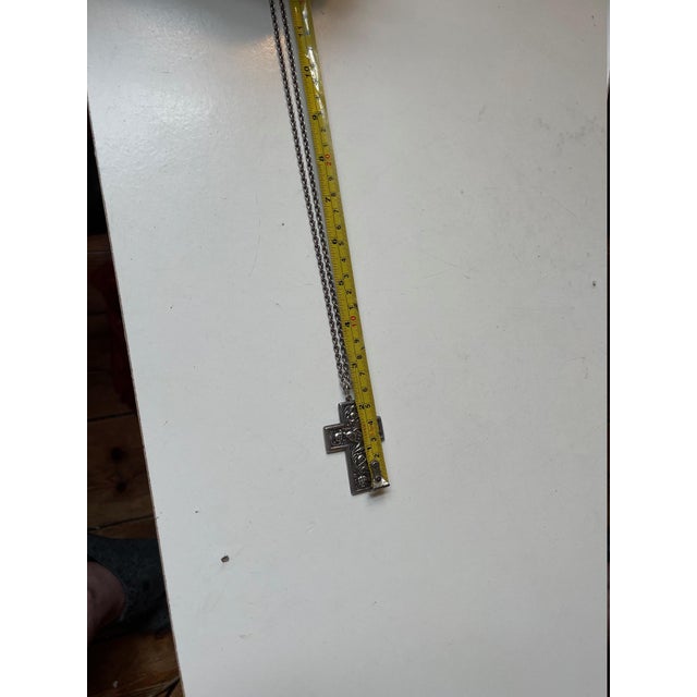 Metal Danish Silver Necklace with Crucifix by Einar Dragsted, 1940s, Set of 2 For Sale - Image 7 of 8