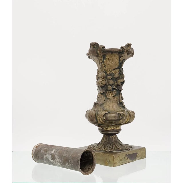 19th Century Circa 19th Century Brass Vases With Zinc Liners, a Pair For Sale - Image 5 of 9