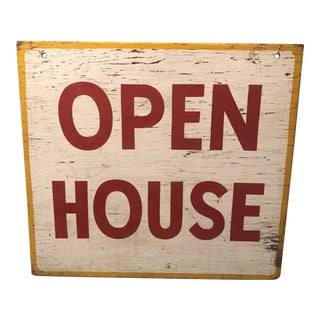1920s Vintage Realtor Trade Sign Open House For Sale