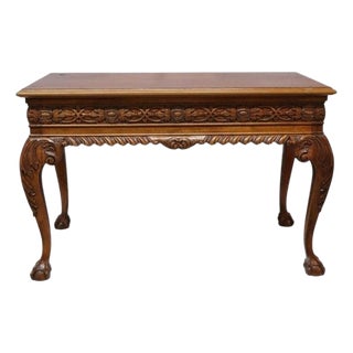 Chippendale Style Floral & Foliate Carved Mahogany Table C1900 For Sale