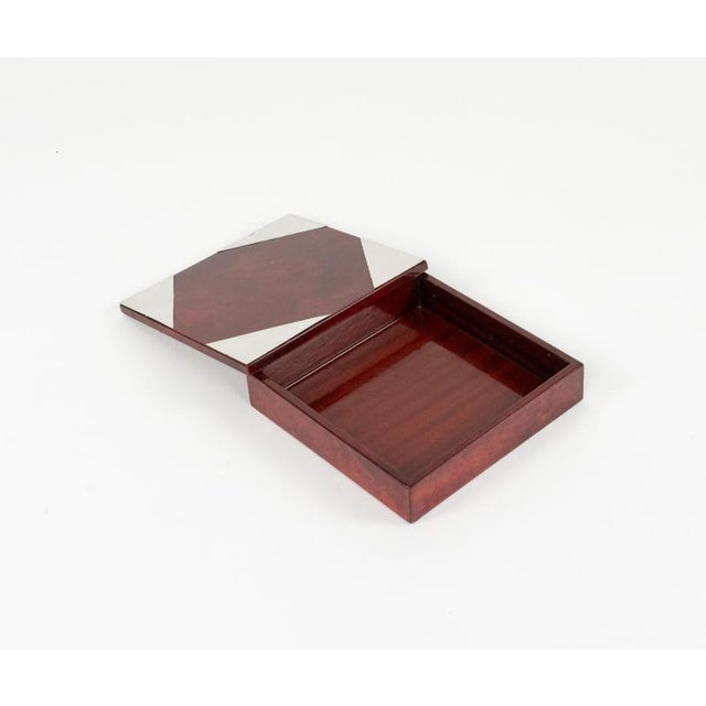 Mid-Century Modern Box in Red Goatskin and Chrome by Aldo Tura, 1960s For Sale - Image 15 of 18