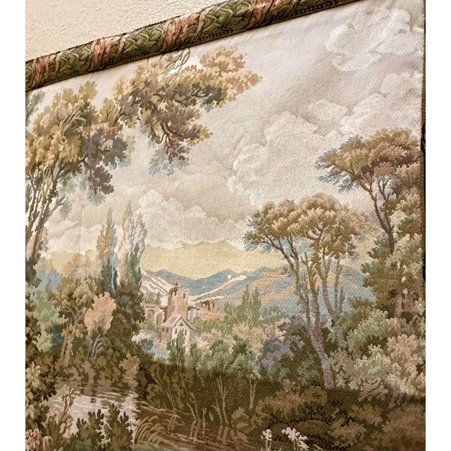 Textile Wall Hanging Tapestry Vintage Victorian Angelic Garden Cherub Scene For Sale - Image 7 of 8