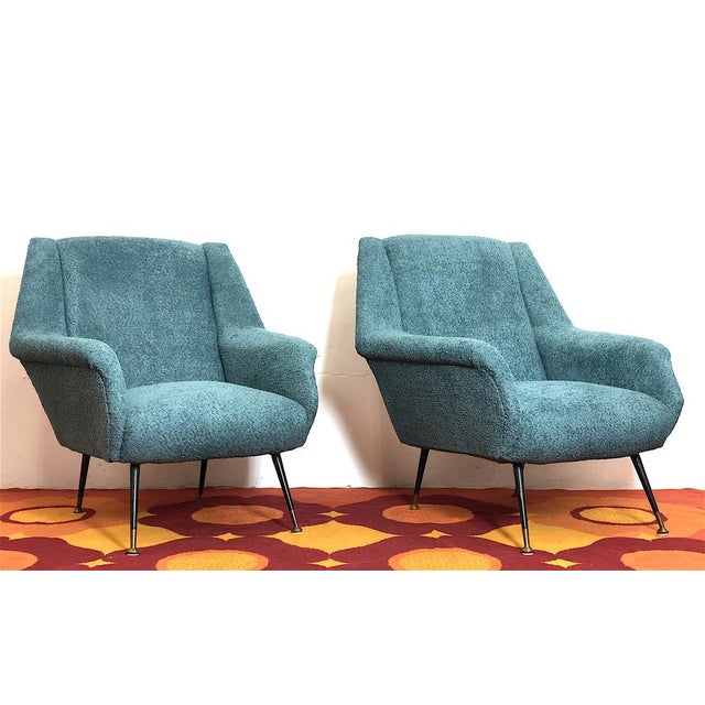 Pair of Vintage Armchairs 1960s Design Gigi Radice. The armchairs are of Italian manufacture produced by Figli di Renzo...