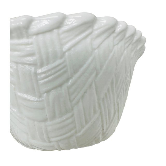 Mid-Century Modern Basketweave Milk Glass & Hardwood Condiment Caddy - 5 Pieces For Sale - Image 9 of 13
