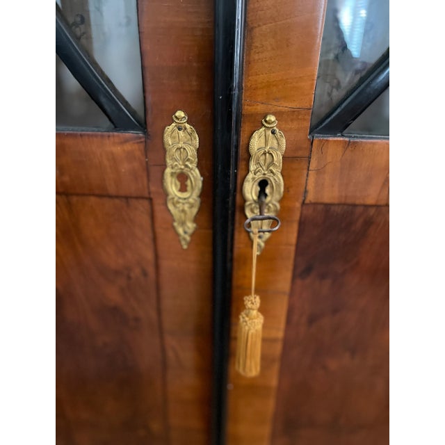 1820 Antique Austrian Viennese Biedermeier Walnut Vitrine Bookcase For Sale - Image 11 of 11