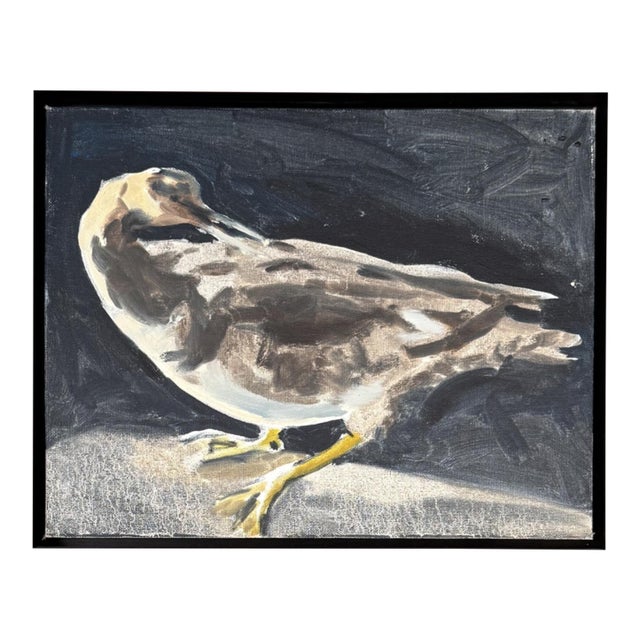 American Mid-Century Portrait of a Bird - Oil Painting on Board of a Seagull For Sale