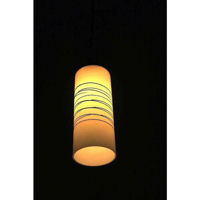 Italian Opaline Overlay Milk Glass Pendant Light, 1960s For Sale - Image 5 of 7