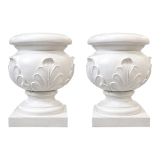 Pair of Vintage Neoclassical-Style Cast Resin Cache Pots For Sale