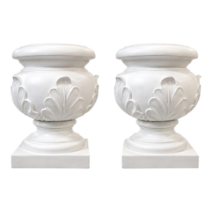 Pair of Vintage Neoclassical-Style Cast Resin Cache Pots