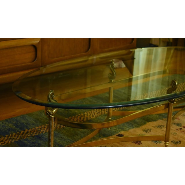 Contemporary 1990s Design Institute America - Vintage Glass and Brass Dolphin Motif Coffee Table For Sale - Image 3 of 13
